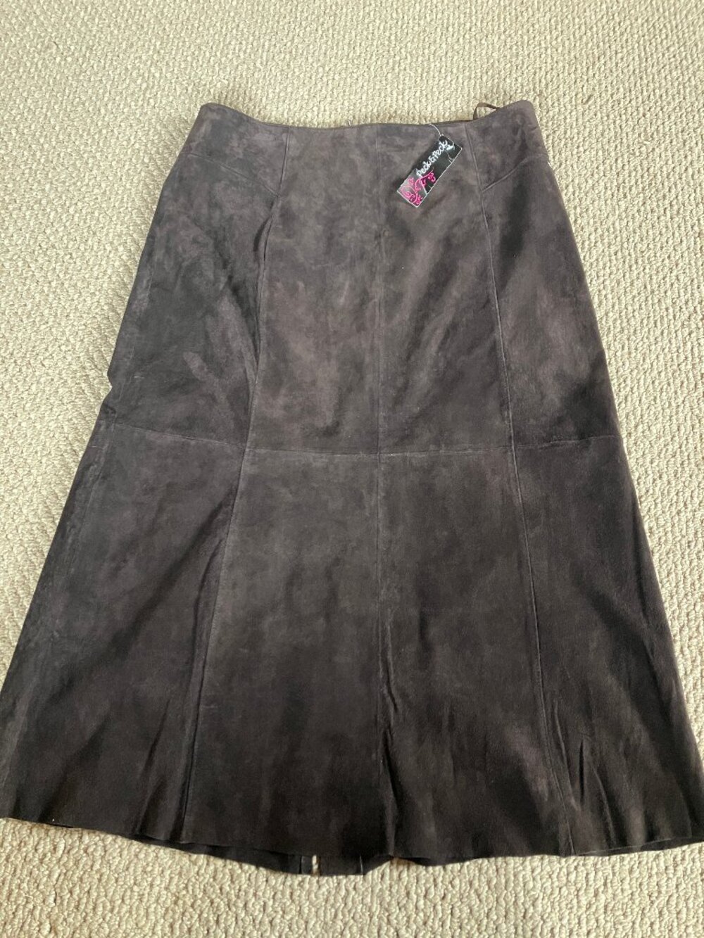 NWT Peck & Peck Womens Size 14 Brown Genuine Leather Lined Maxi Skirt READ